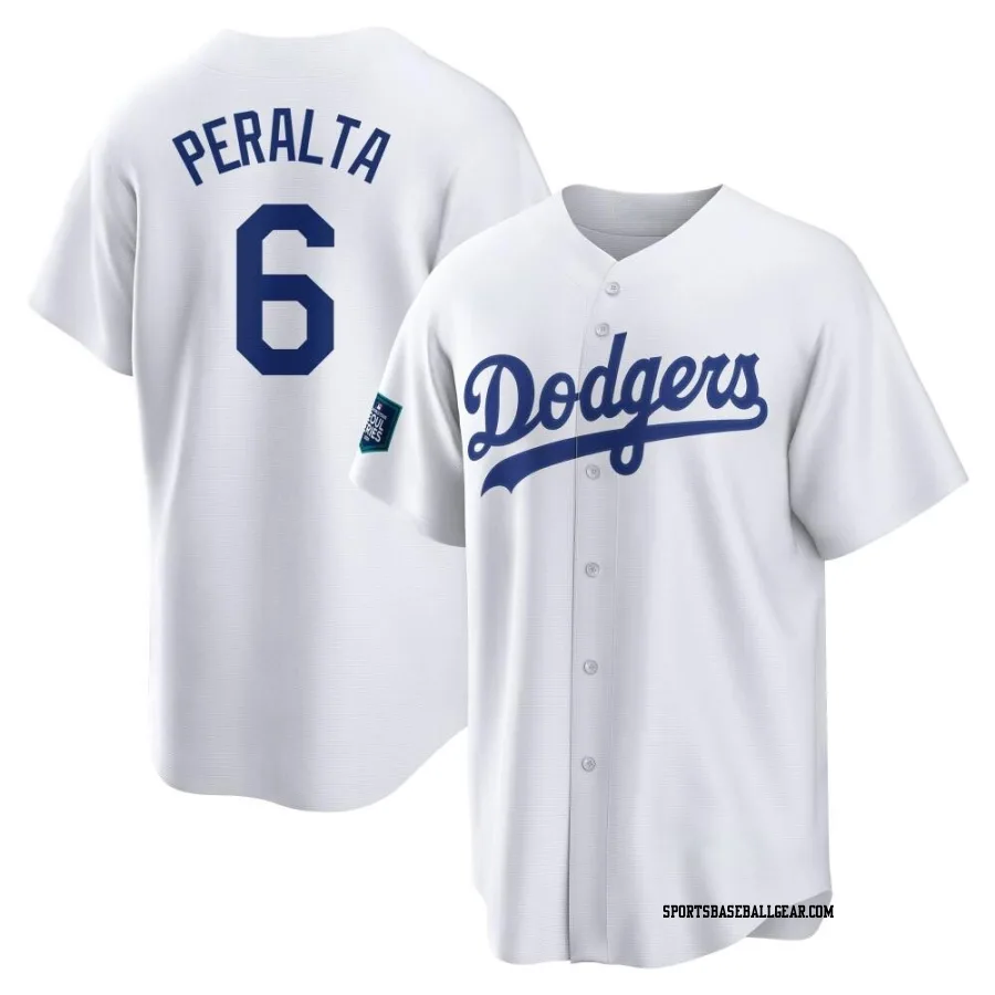 David Peralta Men's Los Angeles Dodgers White Replica 2024 World Tour Seoul Series Home Jersey