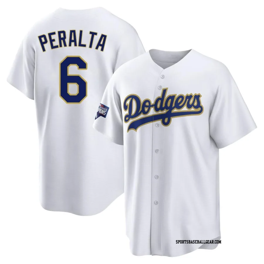 David Peralta Men's Los Angeles Dodgers White/Gold Replica 2021 Gold Program Player Jersey