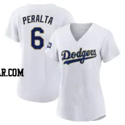 David Peralta Women's Los Angeles Dodgers White/Gold Authentic 2021 Gold Program Player Jersey