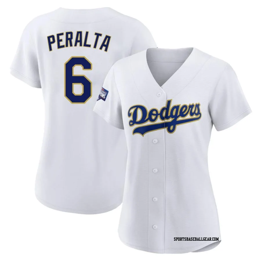 David Peralta Women's Los Angeles Dodgers White/Gold Replica 2021 Gold Program Player Jersey