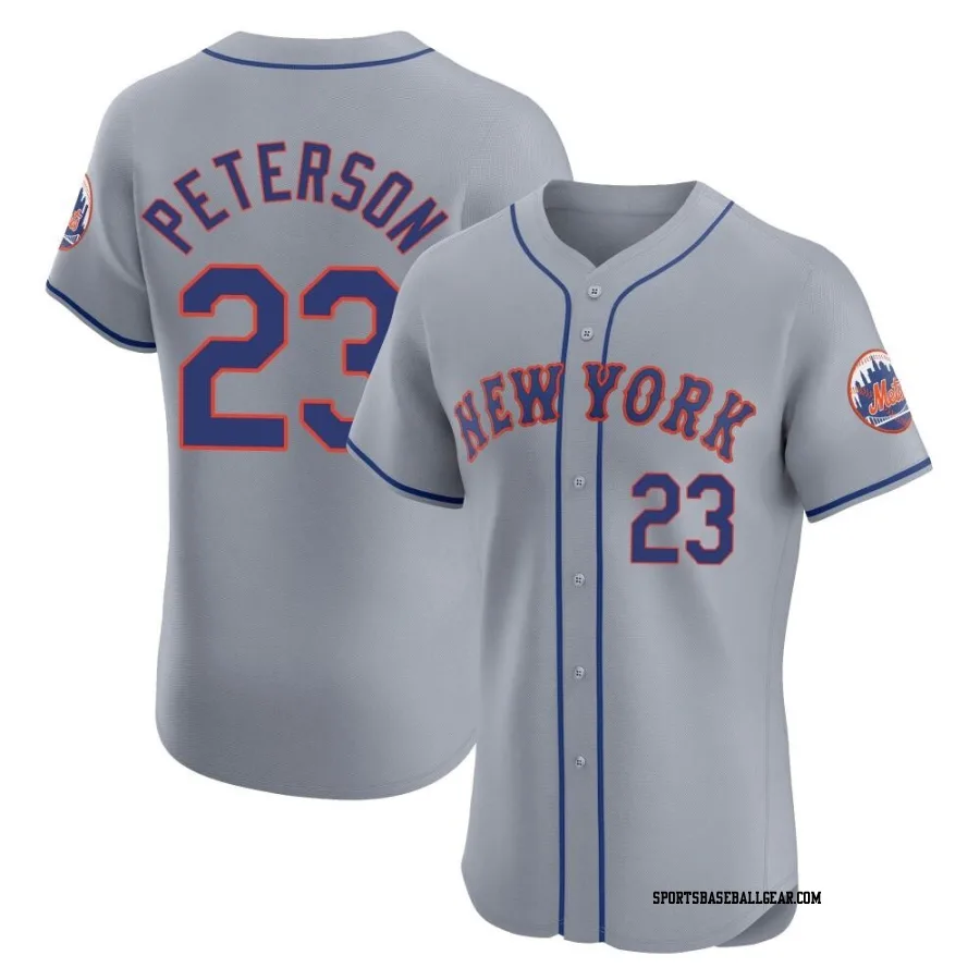 David Peterson Men's New York Mets Gray Elite Road Jersey