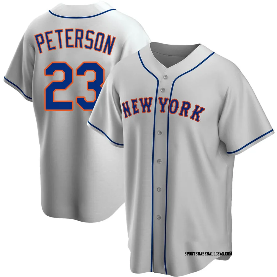 David Peterson Men's New York Mets Gray Replica Road Jersey