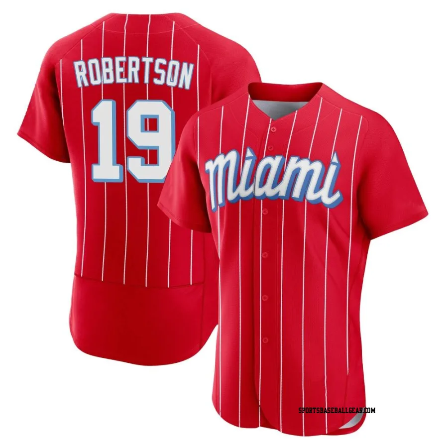 David Robertson Men's Miami Marlins Red Authentic 2021 City Connect Jersey