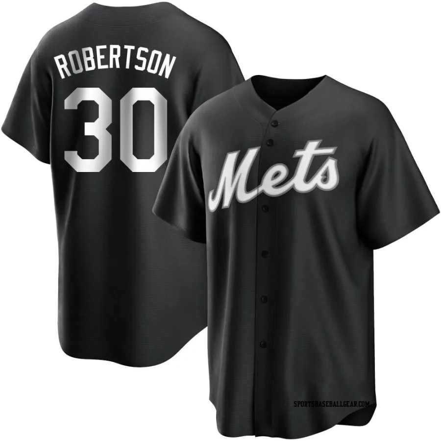 David Robertson Men's New York Mets Black/White Replica Jersey