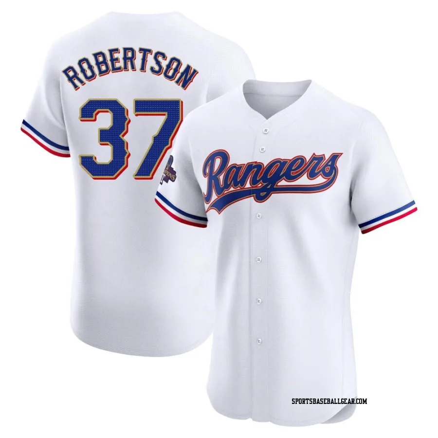 David Robertson Men's Texas Rangers Gold Elite White 2024 Collection Jersey