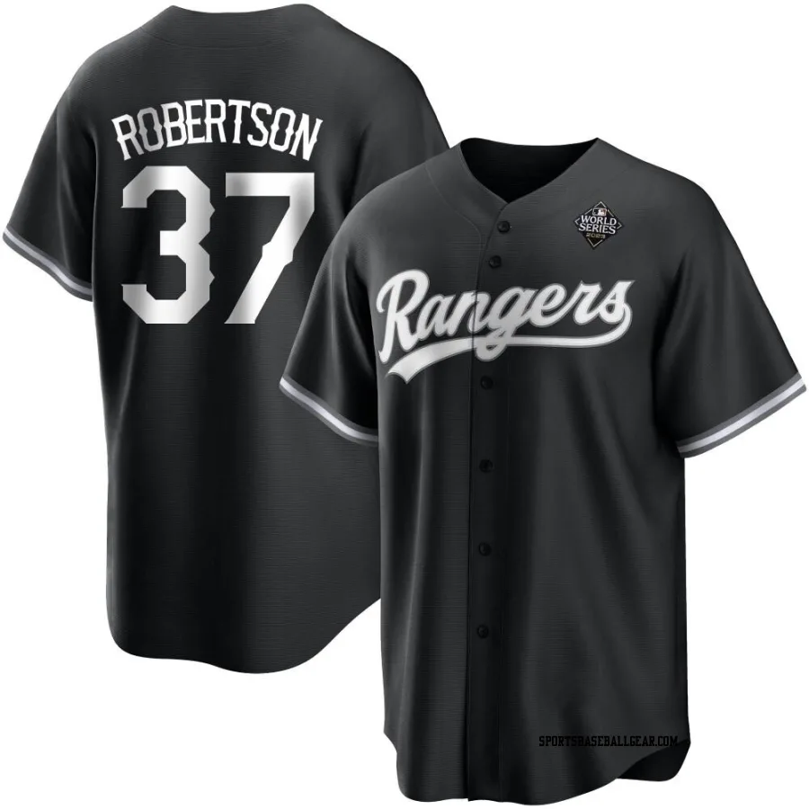 David Robertson Men's Texas Rangers White Replica Black 2023 World Series Jersey