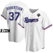 David Robertson Men's Texas Rangers White Replica Home 2023 World Series Jersey