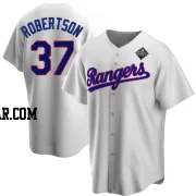 David Robertson Men's Texas Rangers White Replica Home Cooperstown Collection 2023 World Series Jersey