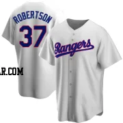 David Robertson Men's Texas Rangers White Replica Home Cooperstown Collection Jersey