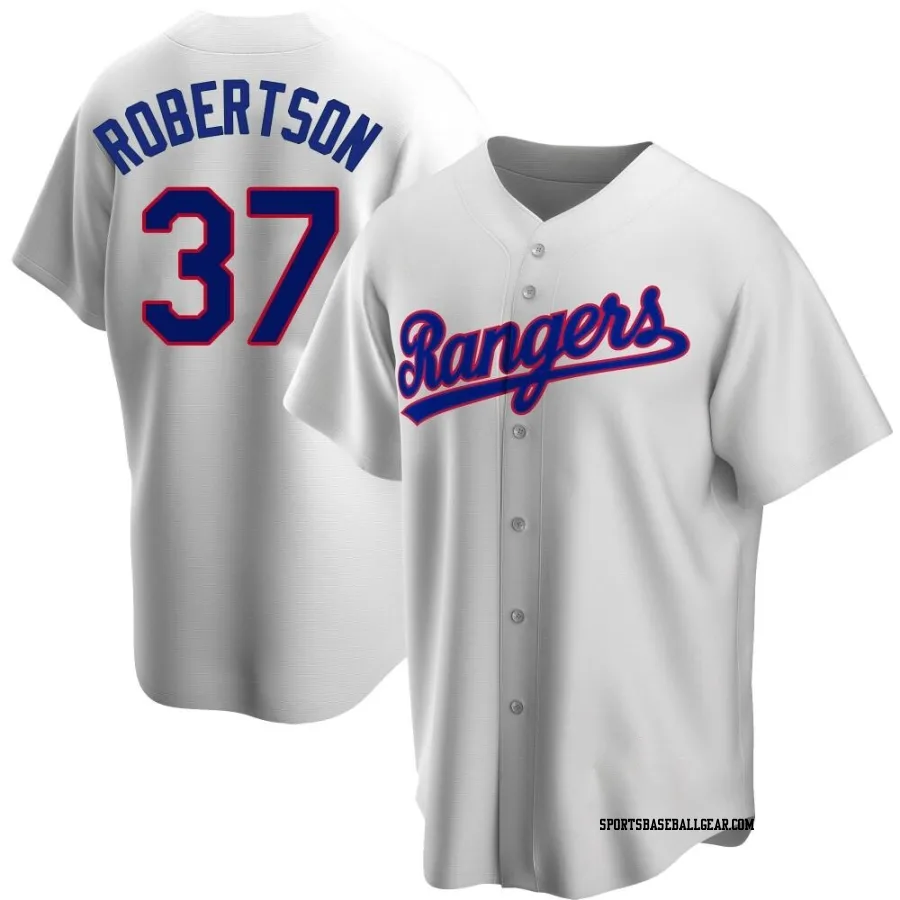 David Robertson Men's Texas Rangers White Replica Home Cooperstown Collection Jersey