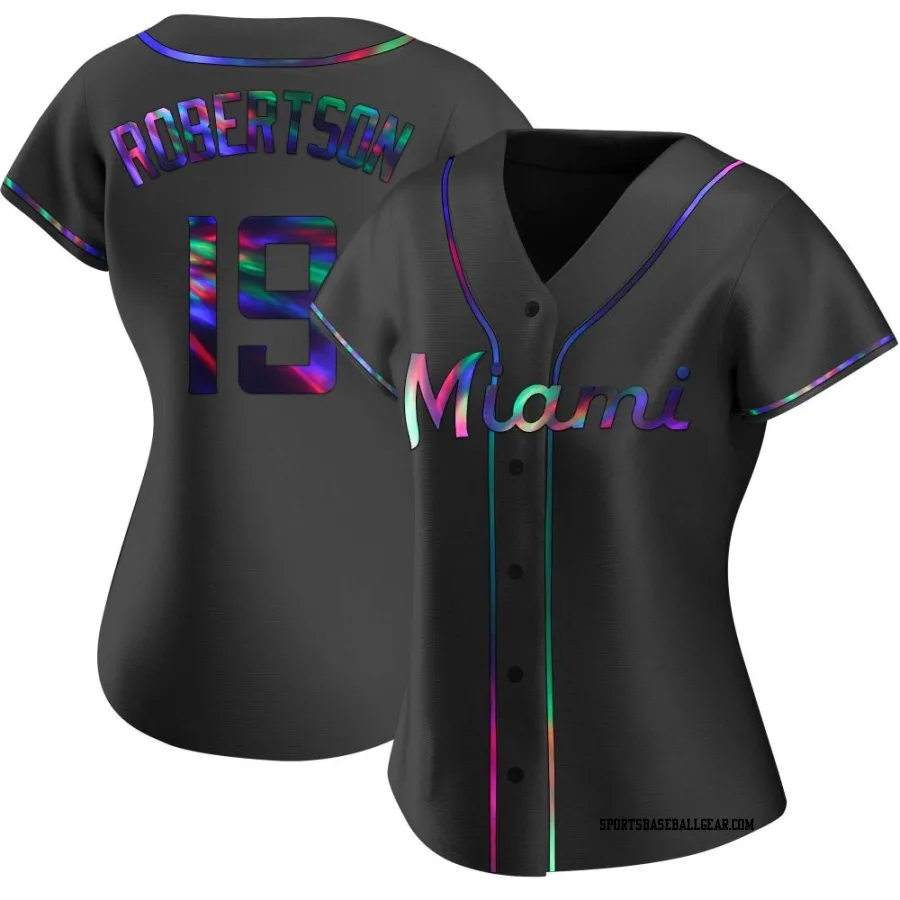 David Robertson Women's Miami Marlins Black Holographic Replica Alternate Jersey