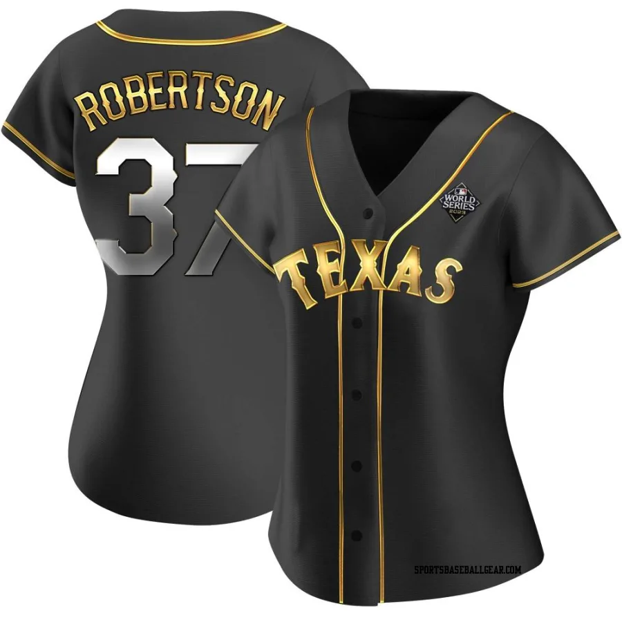 David Robertson Women's Texas Rangers Black Golden Replica Alternate 2023 World Series Jersey