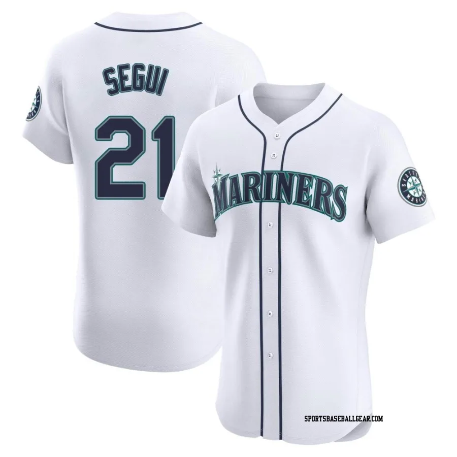 David Segui Men's Seattle Mariners White Elite Home Jersey