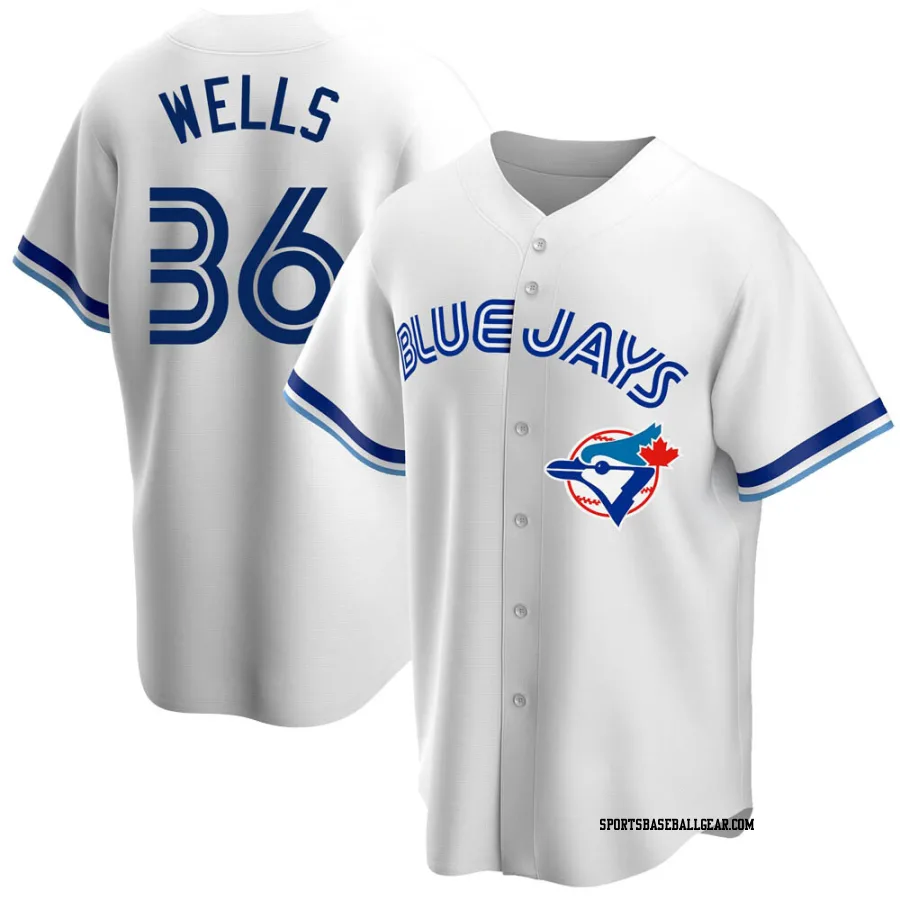 David Wells Men's Toronto Blue Jays White Replica Home Cooperstown Collection Jersey