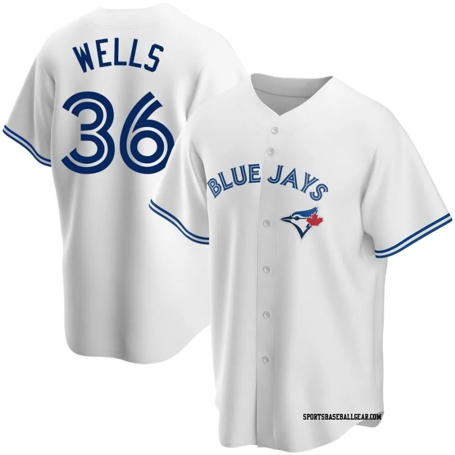 David Wells Men's Toronto Blue Jays White Replica Home Jersey