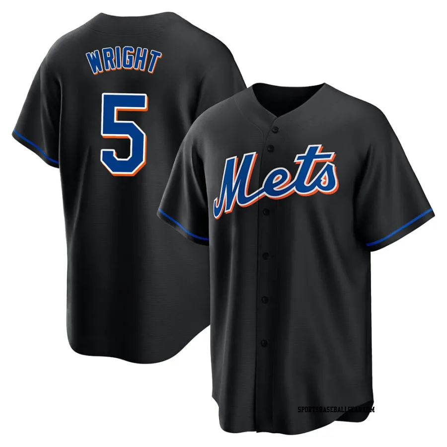 David Wright Men's New York Mets Black Replica 2022 Alternate Jersey