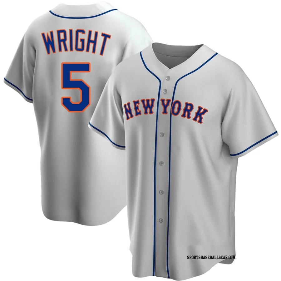 David Wright Men's New York Mets Gray Replica Road Jersey