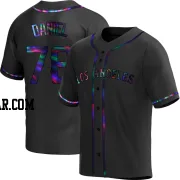 Davis Daniel Men's Los Angeles Angels Black Holographic Replica Alternate Jersey