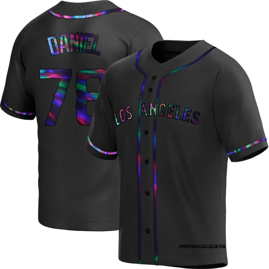 Davis Daniel Men's Los Angeles Angels Black Holographic Replica Alternate Jersey