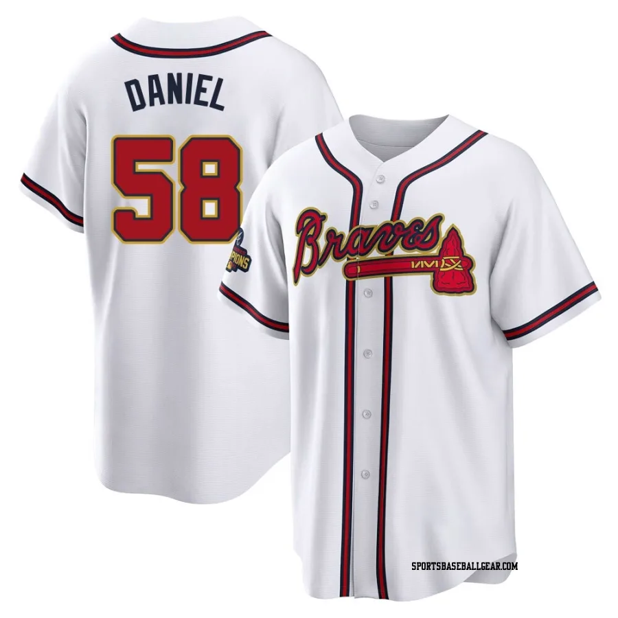 Davis Daniel Youth Atlanta Braves Gold Replica White 2022 Program Jersey