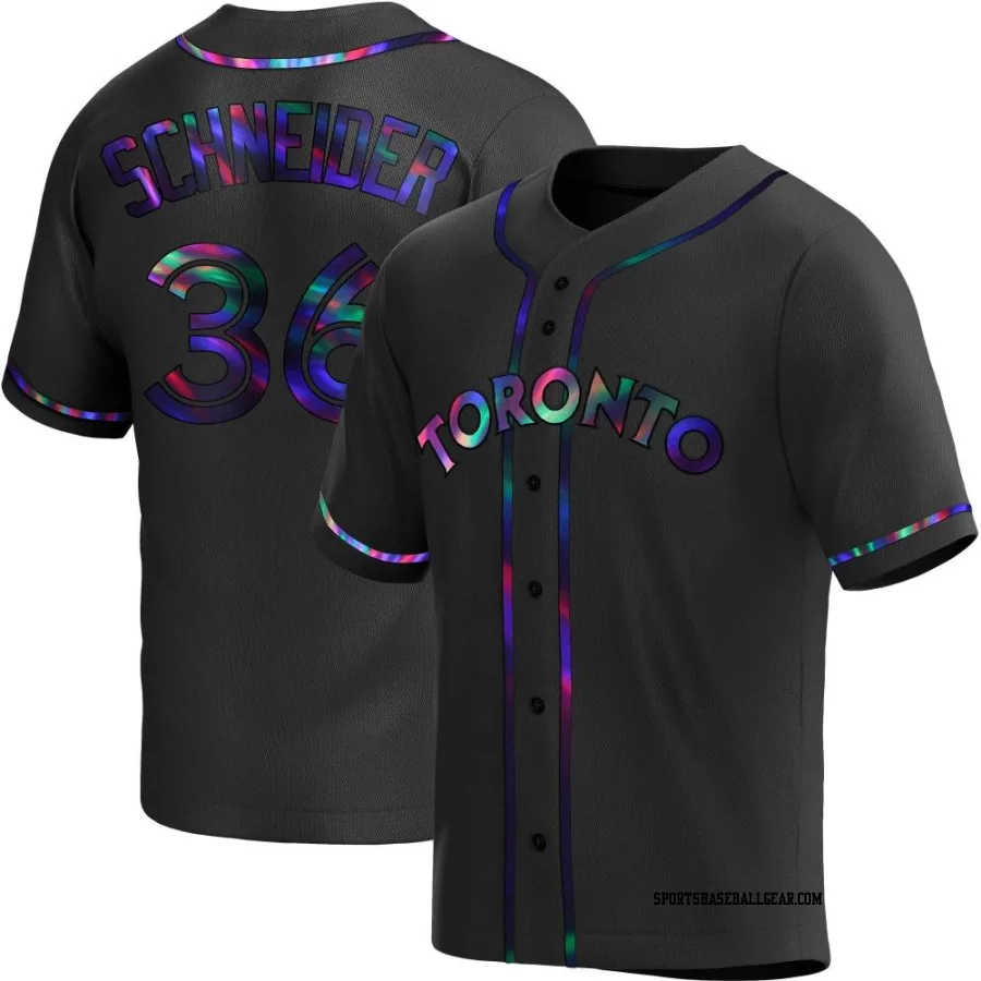 Davis Schneider Men's Toronto Blue Jays Black Holographic Replica Alternate Jersey