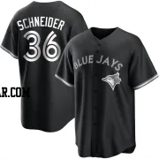 Davis Schneider Men's Toronto Blue Jays Black/White Replica Jersey