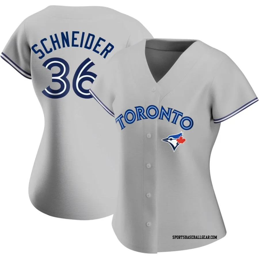 Davis Schneider Women's Toronto Blue Jays Gray Authentic Road Jersey