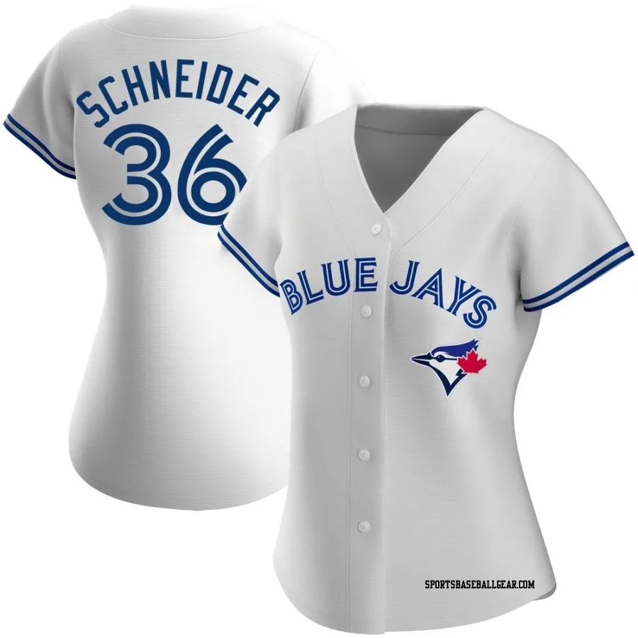 Davis Schneider Women's Toronto Blue Jays White Authentic Home Jersey