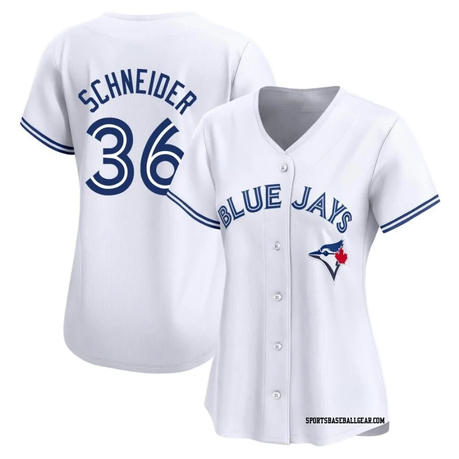 Davis Schneider Women's Toronto Blue Jays White Limited Home Jersey