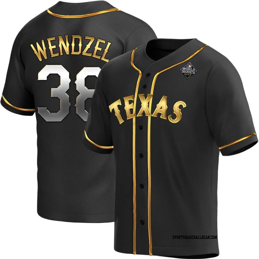 Davis Wendzel Men's Texas Rangers Black Golden Replica Alternate 2023 World Series Jersey