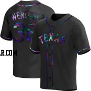 Davis Wendzel Men's Texas Rangers Black Holographic Replica Alternate Jersey