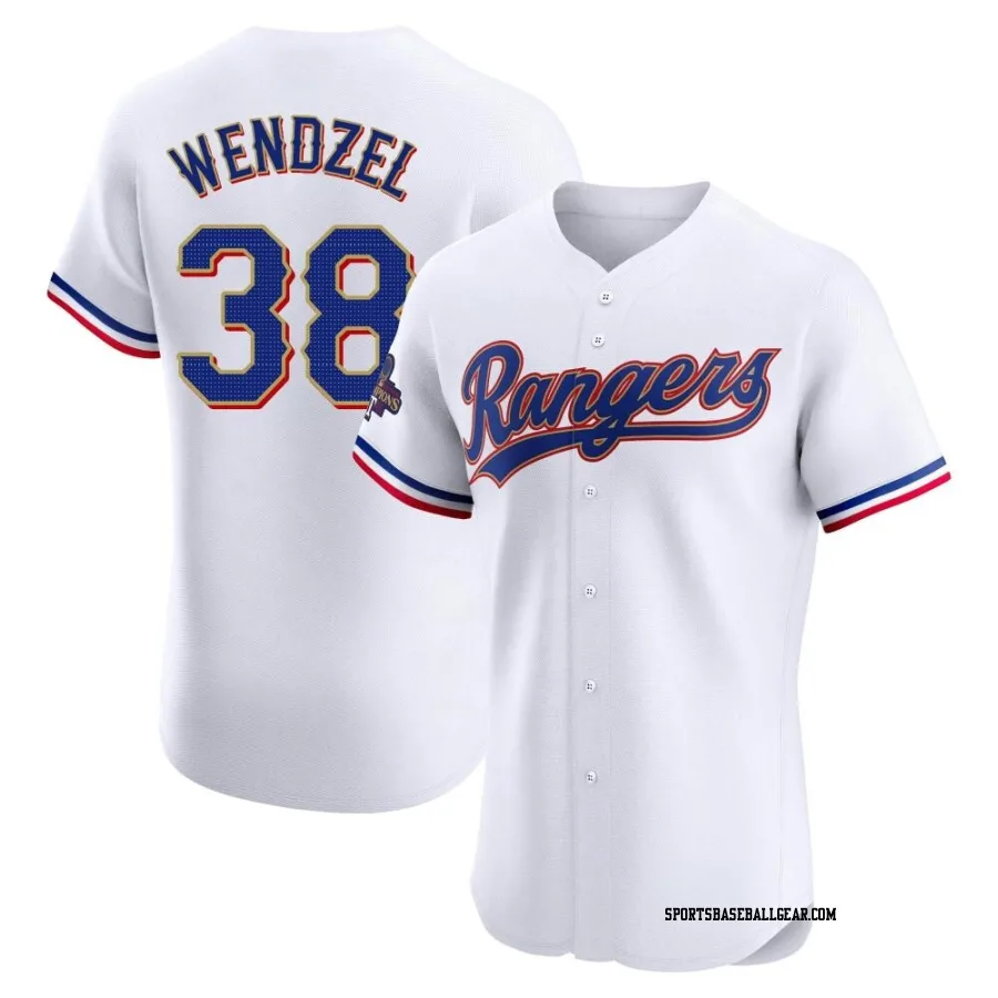 Davis Wendzel Men's Texas Rangers Gold Elite White 2024 Collection Jersey