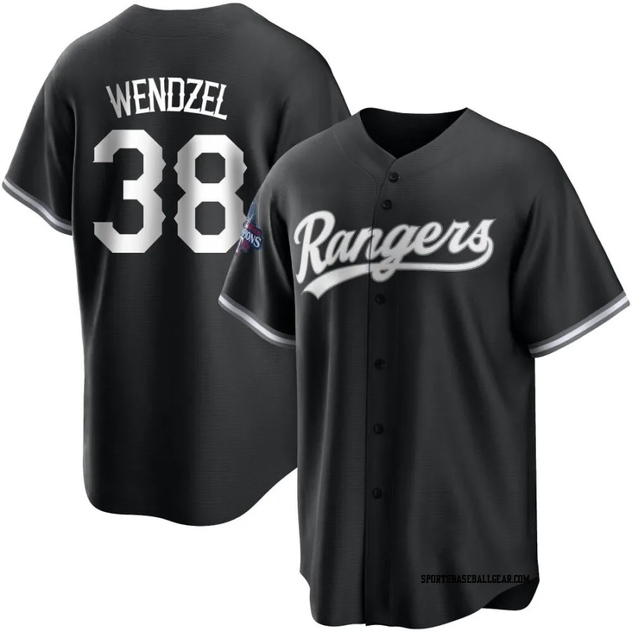 Davis Wendzel Men's Texas Rangers White Replica Black 2023 World Series Champions Jersey