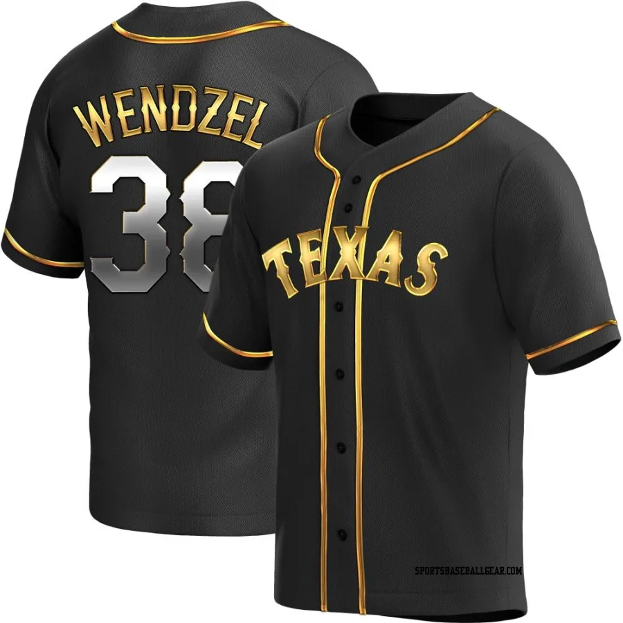 Davis Wendzel Youth Texas Rangers Black Golden Replica Alternate Jersey