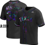 Davis Wendzel Youth Texas Rangers Black Holographic Replica Alternate 2023 World Series Jersey