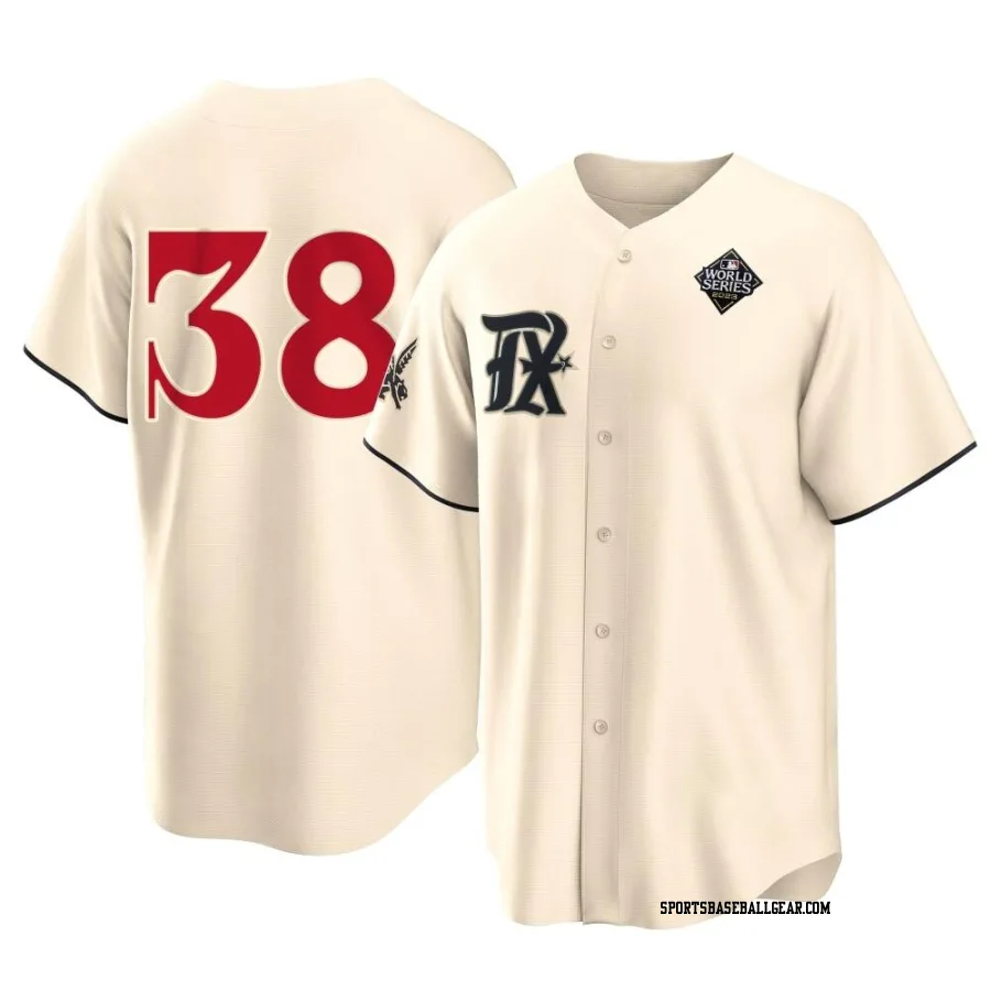 Davis Wendzel Youth Texas Rangers Cream Replica 2023 City Connect 2023 World Series Jersey