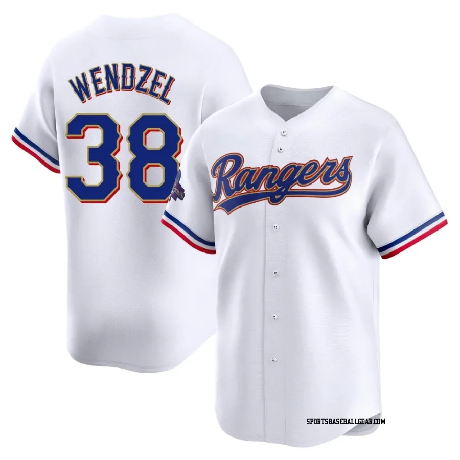 Davis Wendzel Youth Texas Rangers Gold Limited White 2024 Collection Jersey