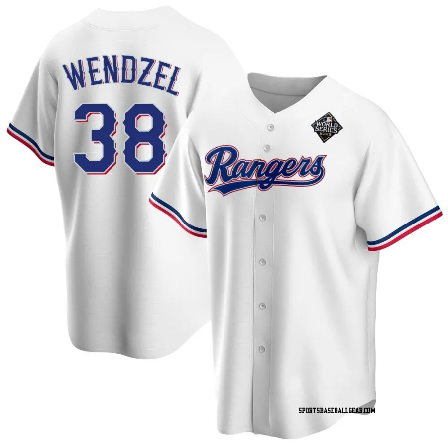 Davis Wendzel Youth Texas Rangers White Replica Home 2023 World Series Jersey