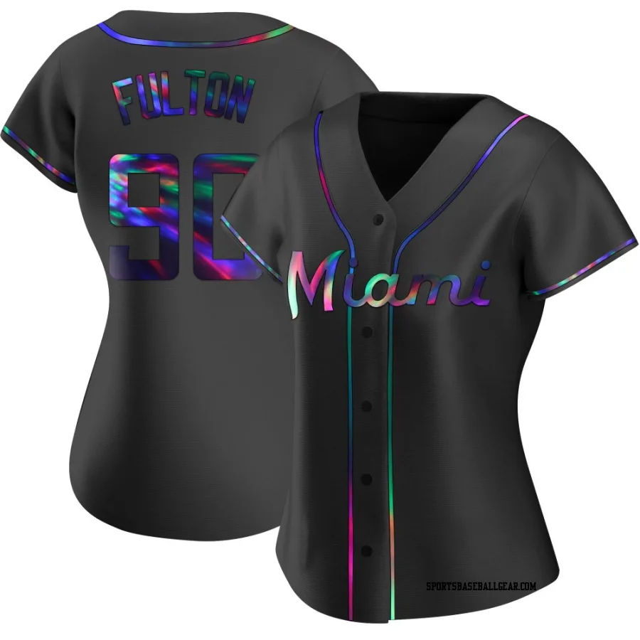 Daxton Fulton Women's Miami Marlins Black Holographic Replica Alternate Jersey