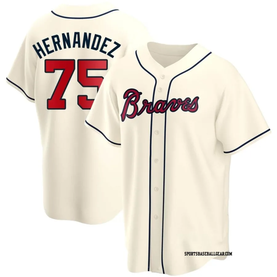 Daysbel Hernandez Men's Atlanta Braves Cream Replica Alternate Jersey