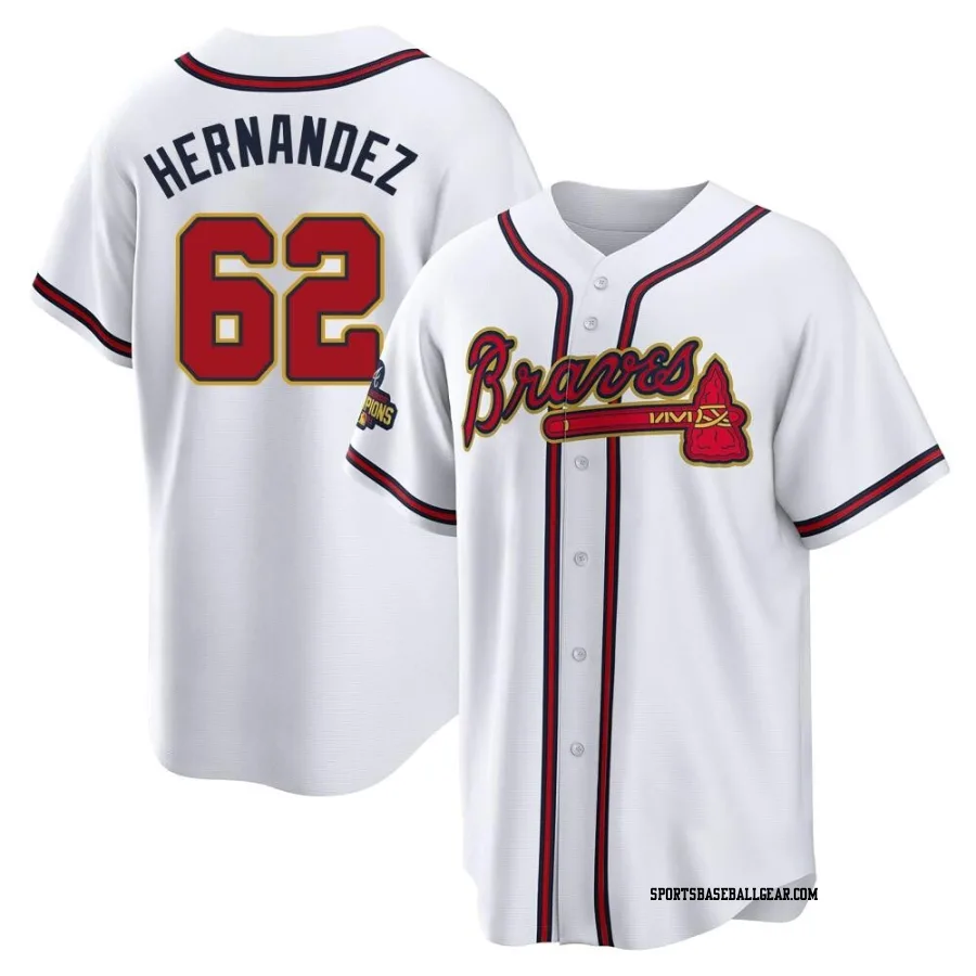 Daysbel Hernandez Men's Atlanta Braves Gold Replica White 2022 Program Jersey