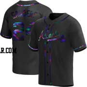 Deion Sanders Men's Atlanta Braves Black Holographic Replica Alternate Jersey