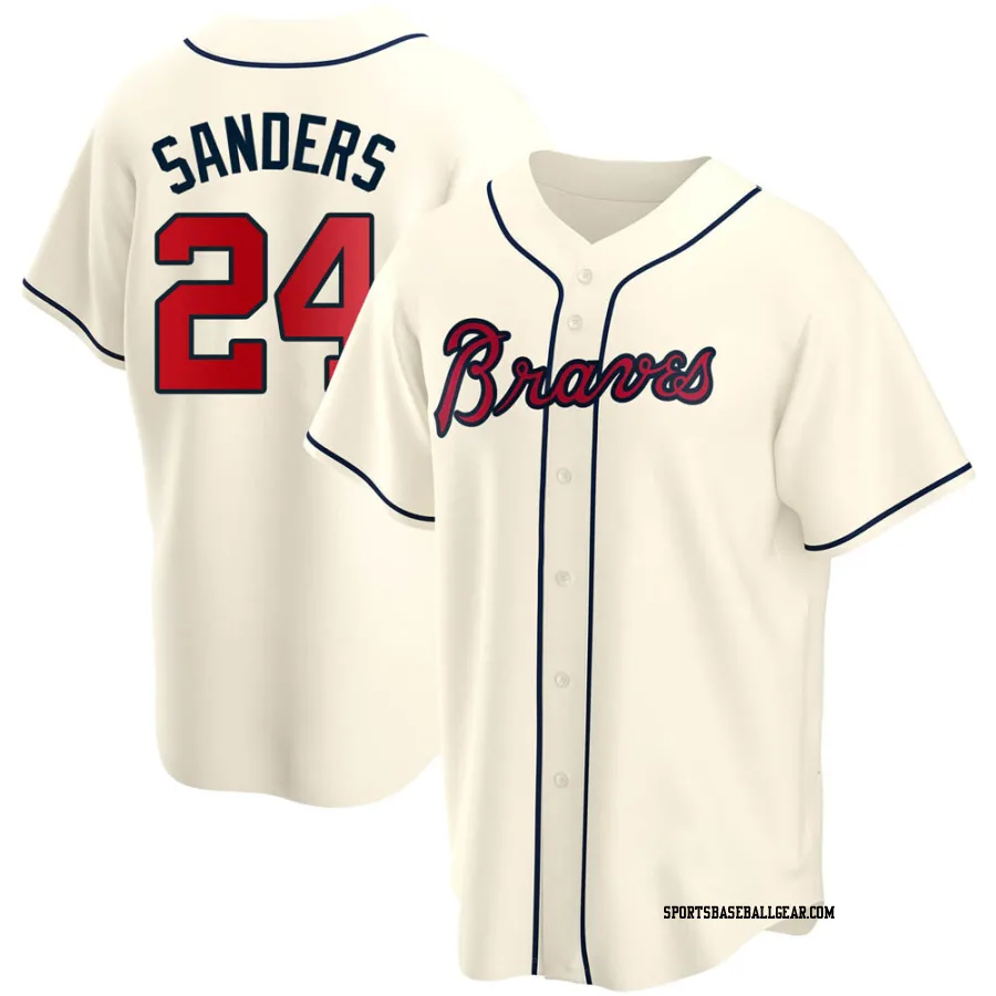 Deion Sanders Men's Atlanta Braves Cream Replica Alternate Jersey