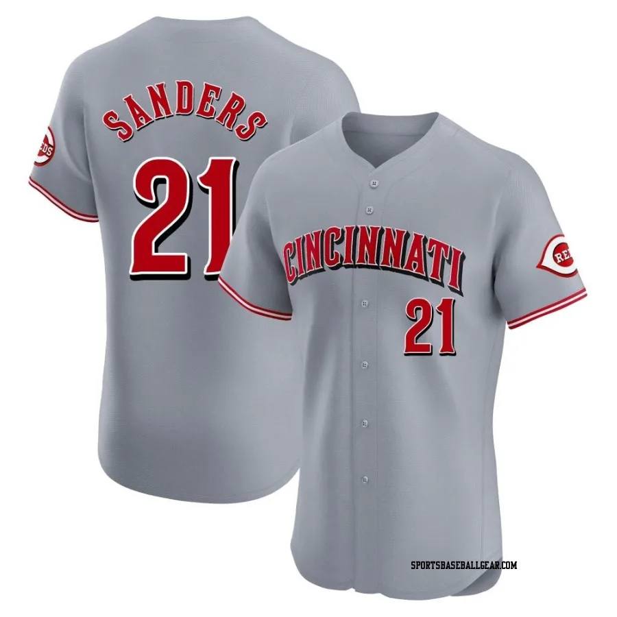 Deion Sanders Men's Cincinnati Reds Gray Elite Road Jersey