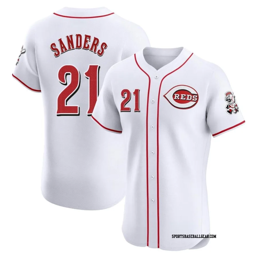 Deion Sanders Men's Cincinnati Reds White Elite Home Patch Jersey