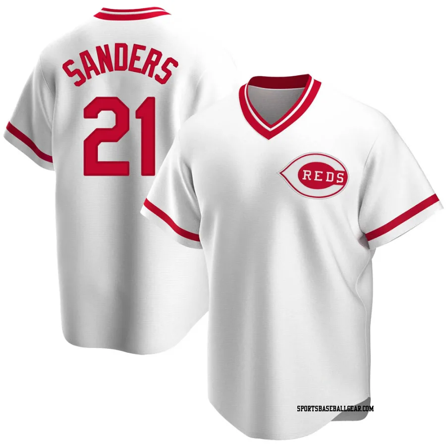 Deion Sanders Men's Cincinnati Reds White Replica Home Cooperstown Collection Jersey