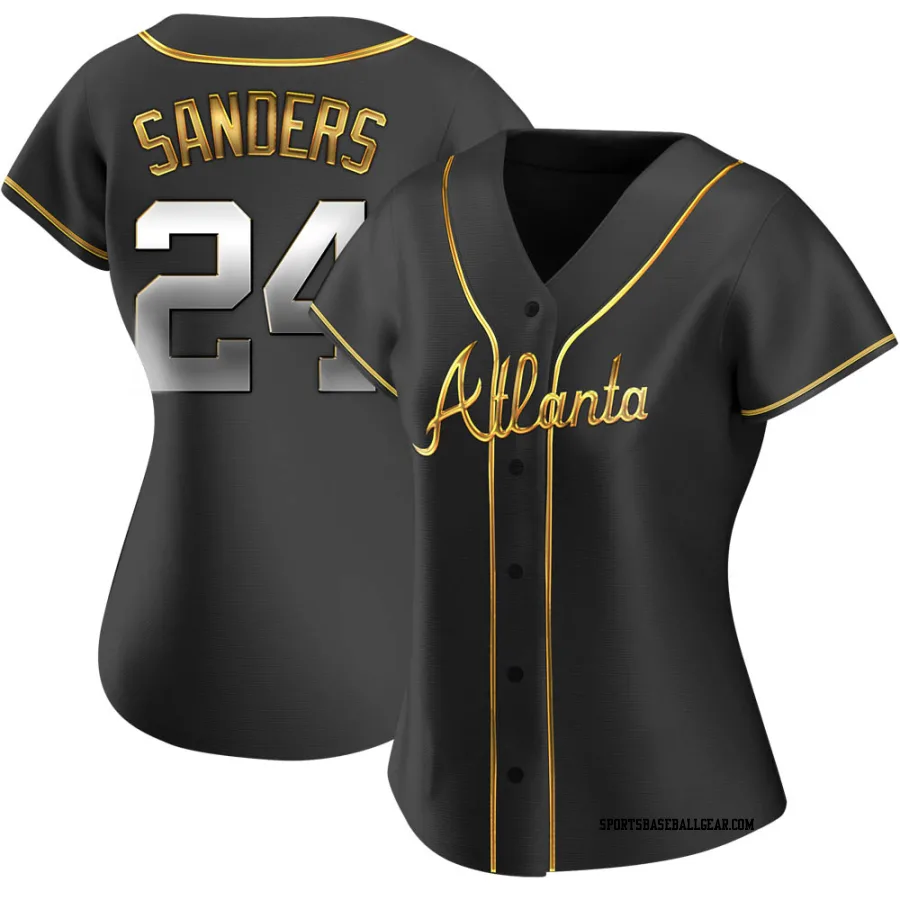 Deion Sanders Women's Atlanta Braves Black Golden Replica Alternate Jersey