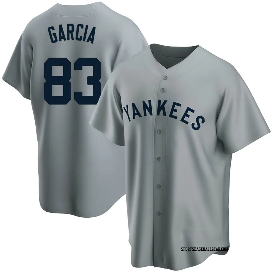 Deivi Garcia Men's New York Yankees Gray Replica Road Cooperstown Collection Jersey