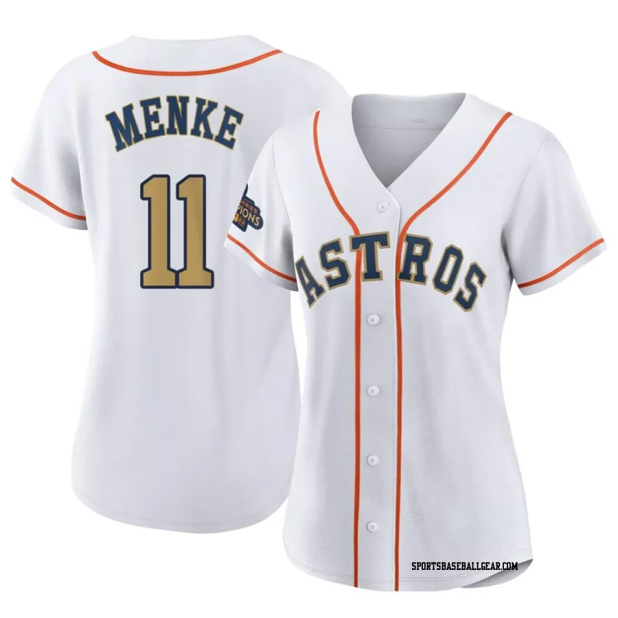 Denis Menke Women's Houston Astros Gold Replica White 2023 Collection Jersey