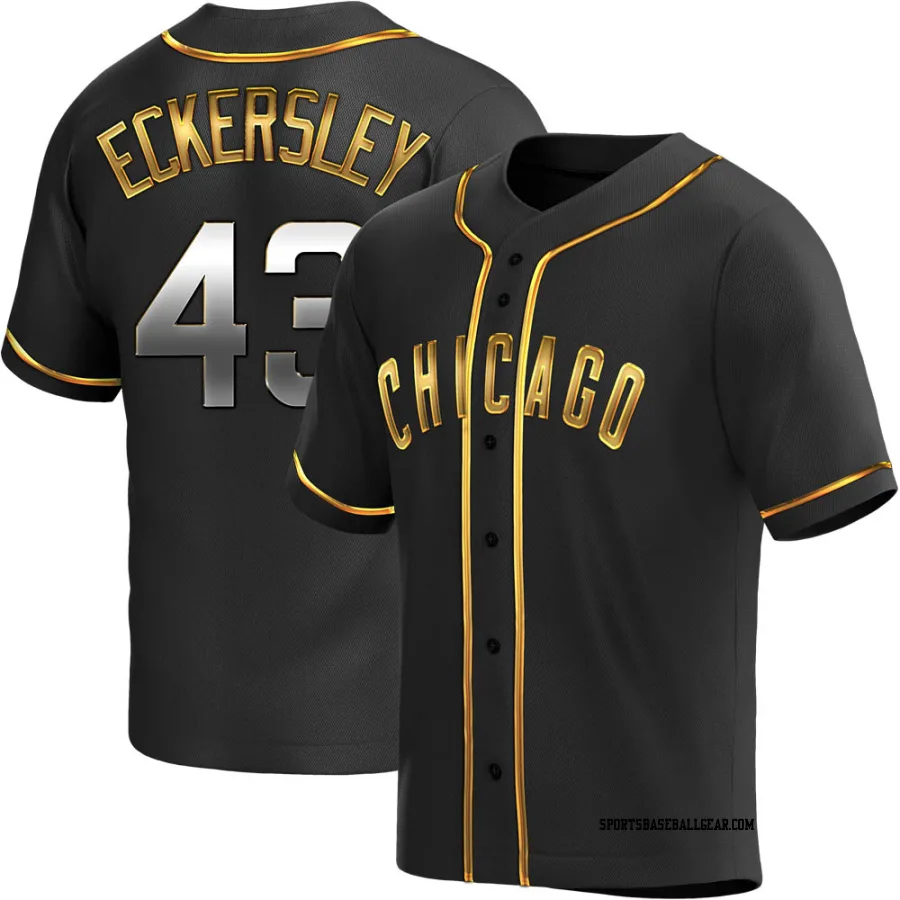 Dennis Eckersley Men's Chicago Cubs Black Golden Replica Alternate Jersey